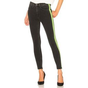 Rag & Bone High Waist Skinny Jeans Womens 24 Black Mazie Side Stripe